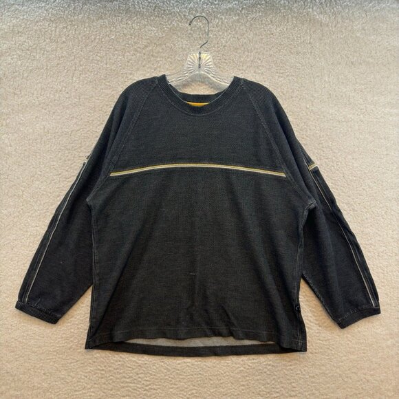 Y2K Vintage Cyber Grunge Skater Sweater M Medium Mens Grey Striped Rib Knit - Picture 1 of 10